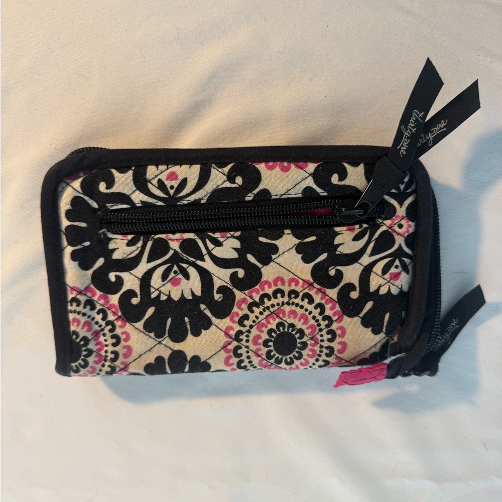 Thirty-One Black and Pink Patterned Wallet